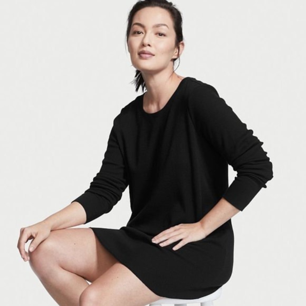 NWT VICTORIA'S SECRET Black Long Sleeve Thermal Sleepshirt XXL